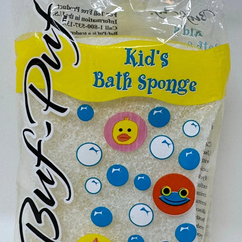 Buf Puff Kids Bath Sponge 1 Sponge Yellow Duck Boat Frog Bubbles 3M 2003